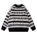 Mohair Striped Round Neck Knitted Sweater