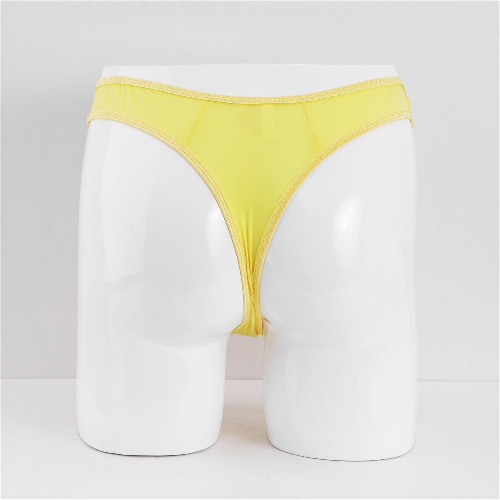 Front Hole-free Ice Silk Men's Sexy T-back Sexy Sheer Low Waist Stretch Couple