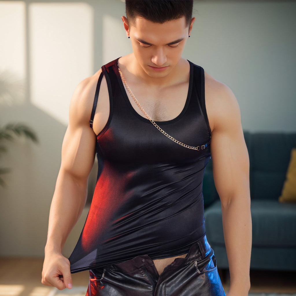 Fashion Sleeveless Sexy Suspenders Top Tight Stretch Vest Men