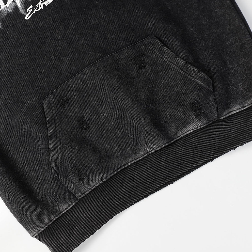 American Retro Heavy Washed Hoodie Design Sense Printed Hoodie