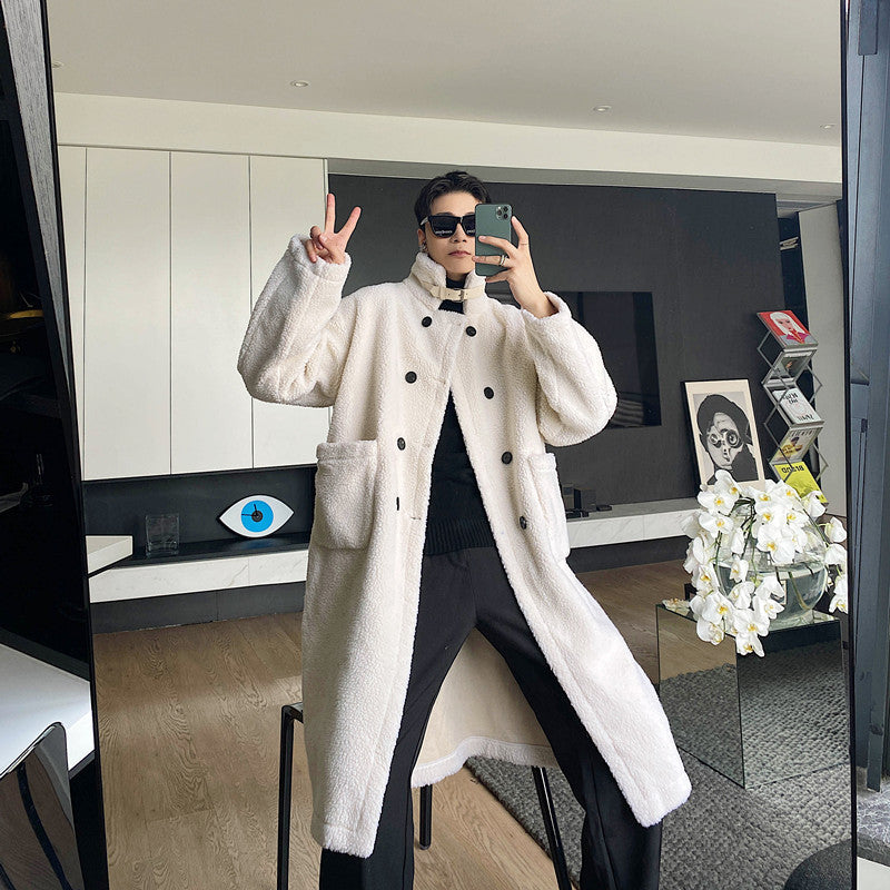 Coated Double Row Button Cashmere Versatile