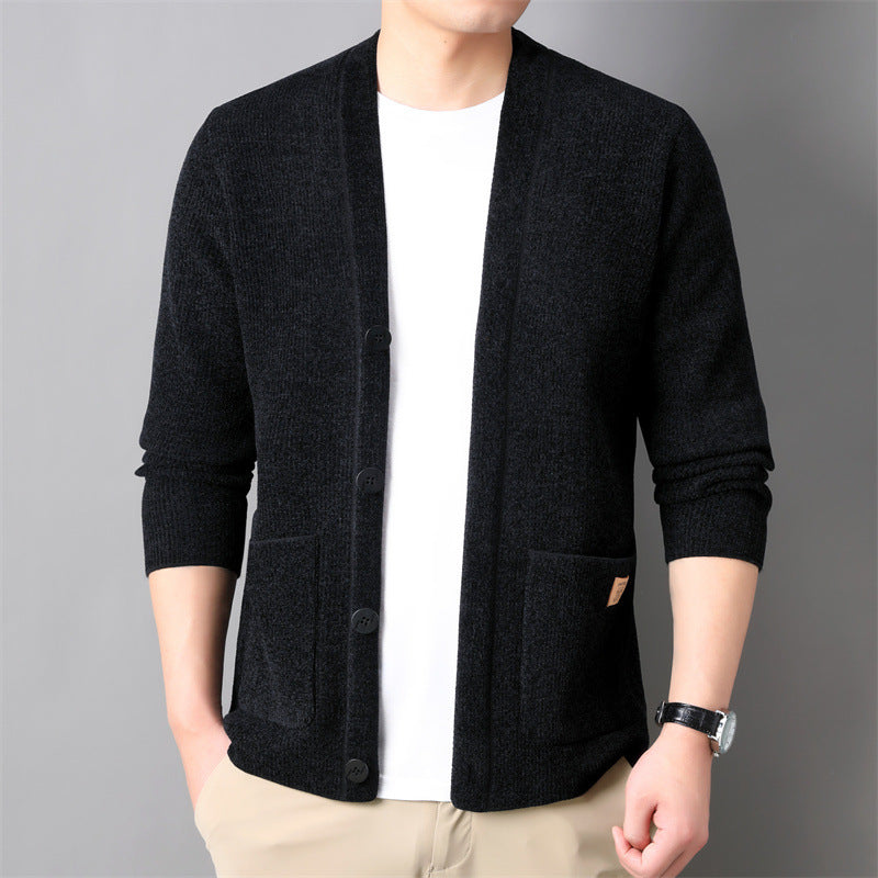 Korean Style Trendy Business Casual Autumn And Winter New Men's Outerwear Corduroy Sweater Coat