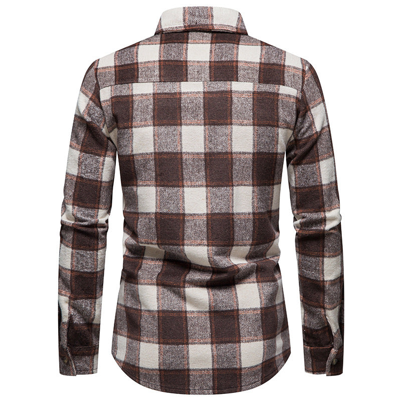 Thick Warm Woolen  Flannel Casual Shirt men