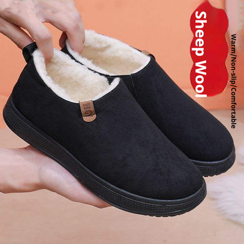 Fleece-lined Merino Wool Slip-on Snow Boots With Anti-slip Soles
