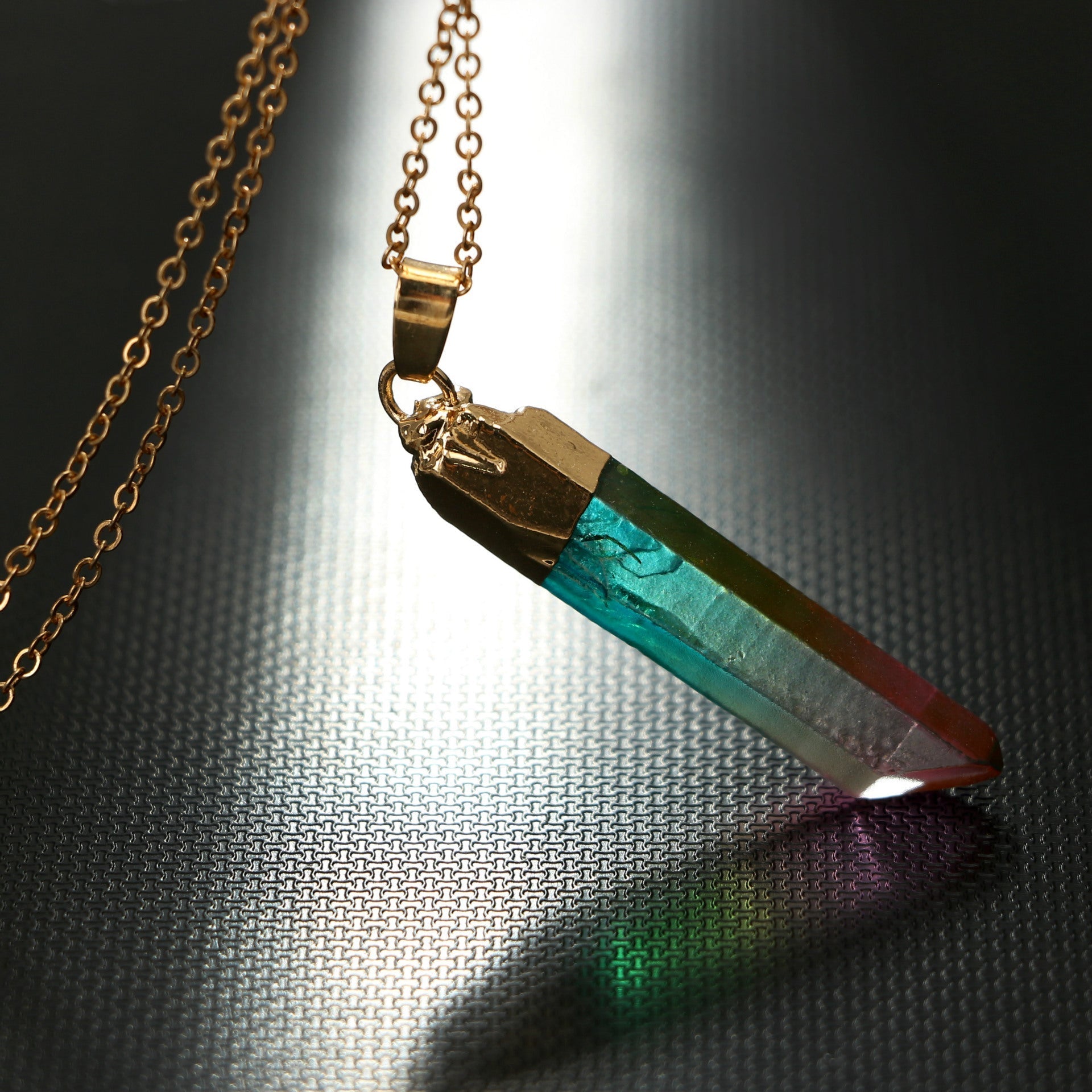Cylindrical Mixed Color Crystal Necklace