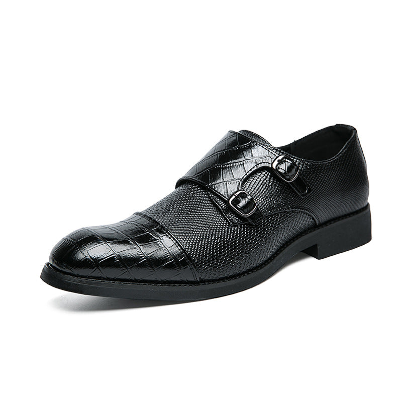 Double Buckle Plus Size Business Men's Casual Leather Shoes