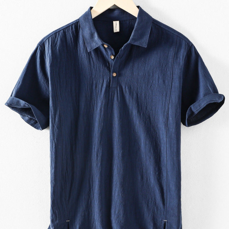 Summer New Men's Linen Shirt Solid Color