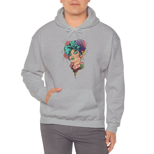 European And American Cartoon Head Print Hooded Sweatshirt