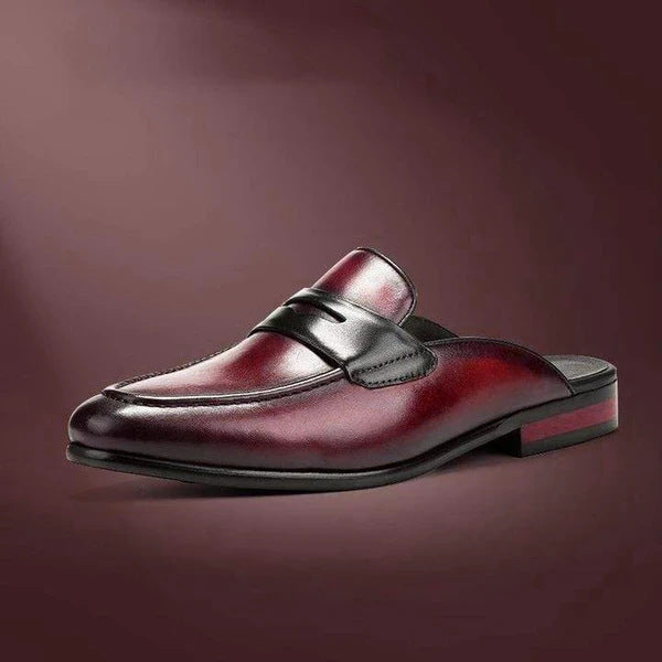 New Men's Solid Movement Pointed Back Half Cut Versatile Casual Leather Shoes And Slippers