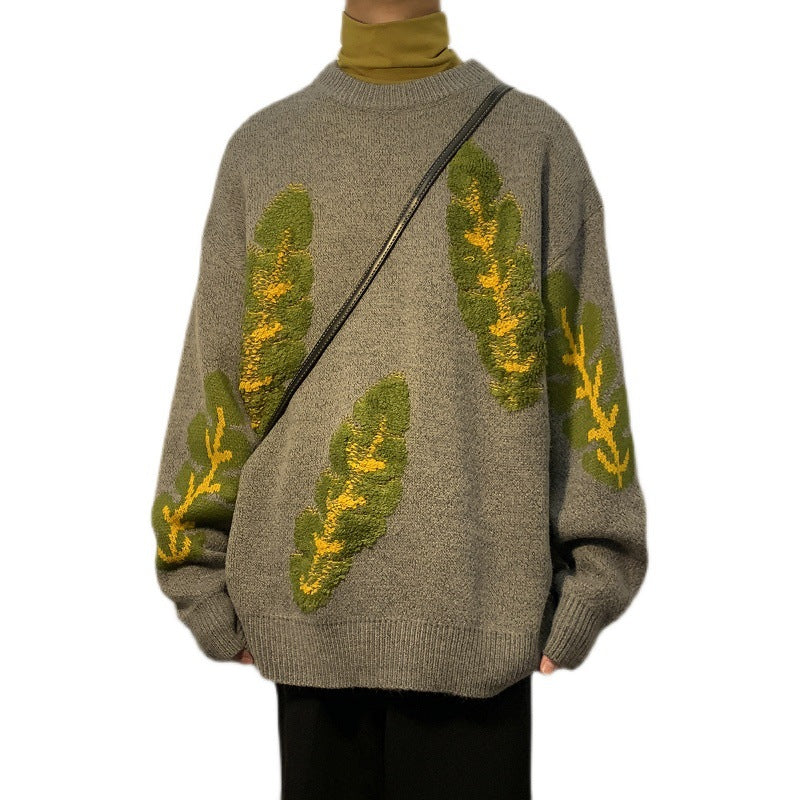 Abstract Jacquard Sweater Heavy Bottomed Shirt