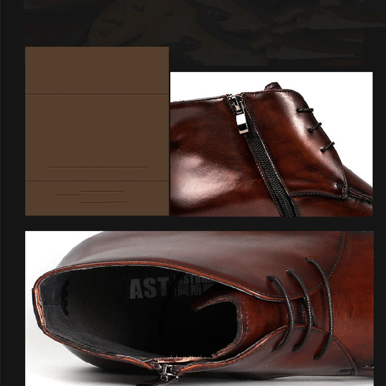 Men's High Top Leather Shoes Knight Leather Boots