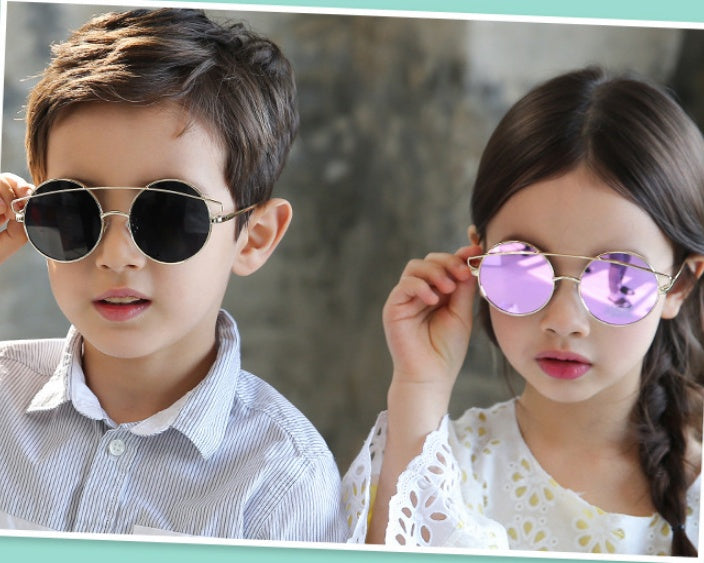F078 impulse metal children's high quality sunglasses fashion children's sunglasses real film reflective UV400 glasses