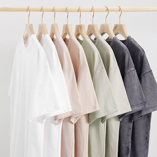 American Retro Heavy Combed Cotton Solid Color T-shirt