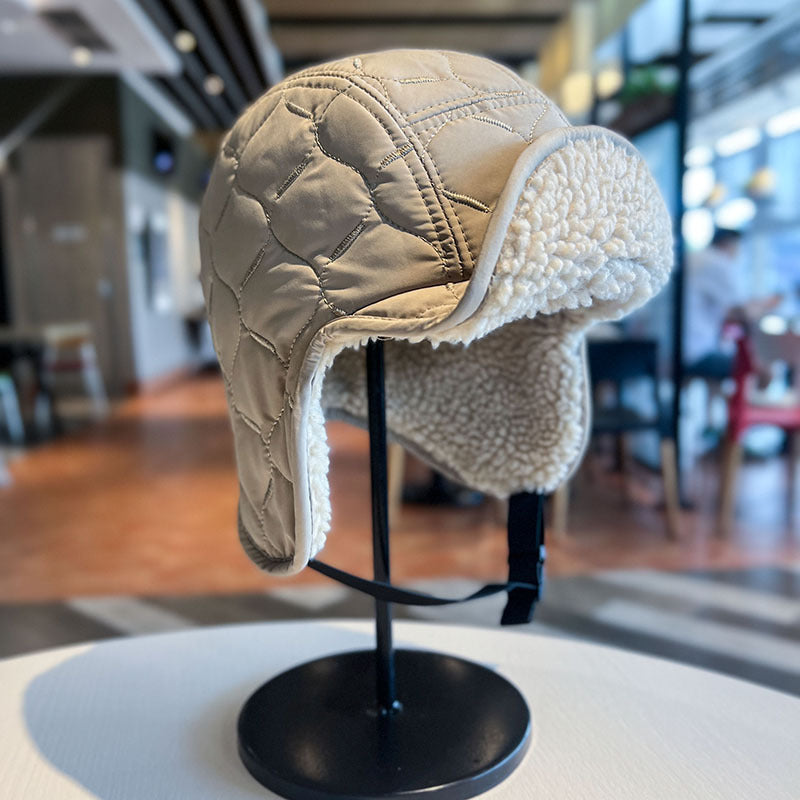 Thickened Fleece-lined Lamb Wool Warm Earflaps Cap