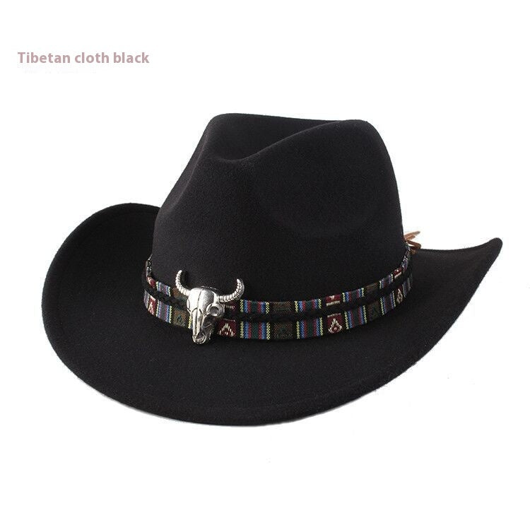 European And American Style Woolen Cowboy Hat Men's Lady Couple Ethnic Style Curling