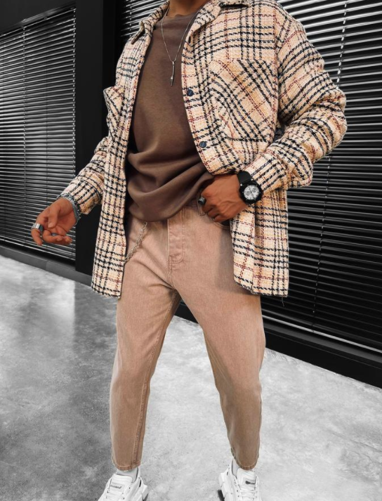 Men's plaid Shirt Jacket