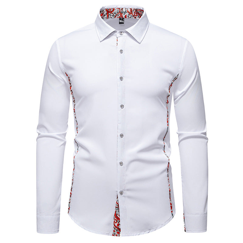 Casual Polo Collar Paisley Pattern Color Matching Casual Shirt