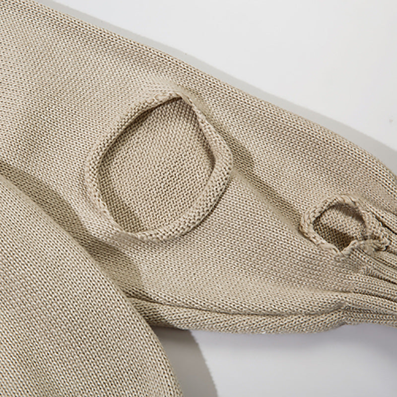 Solid Color Ripped Pullover For Men