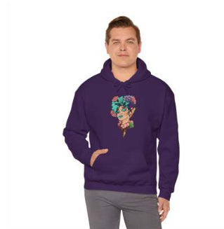 European And American Cartoon Head Print Hooded Sweatshirt