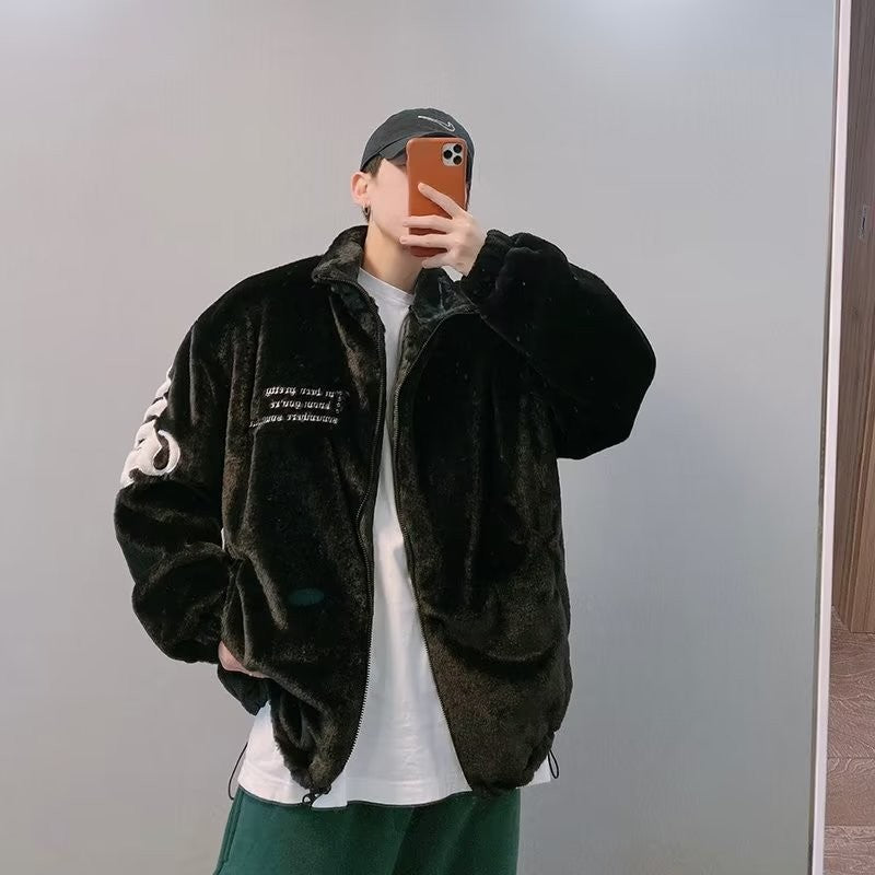 Winter Letters Embroidery Cotton-padded Coat Men