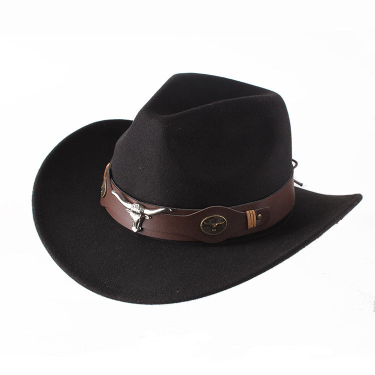 European And American Style Woolen Cowboy Hat Men's Lady Couple Ethnic Style Curling