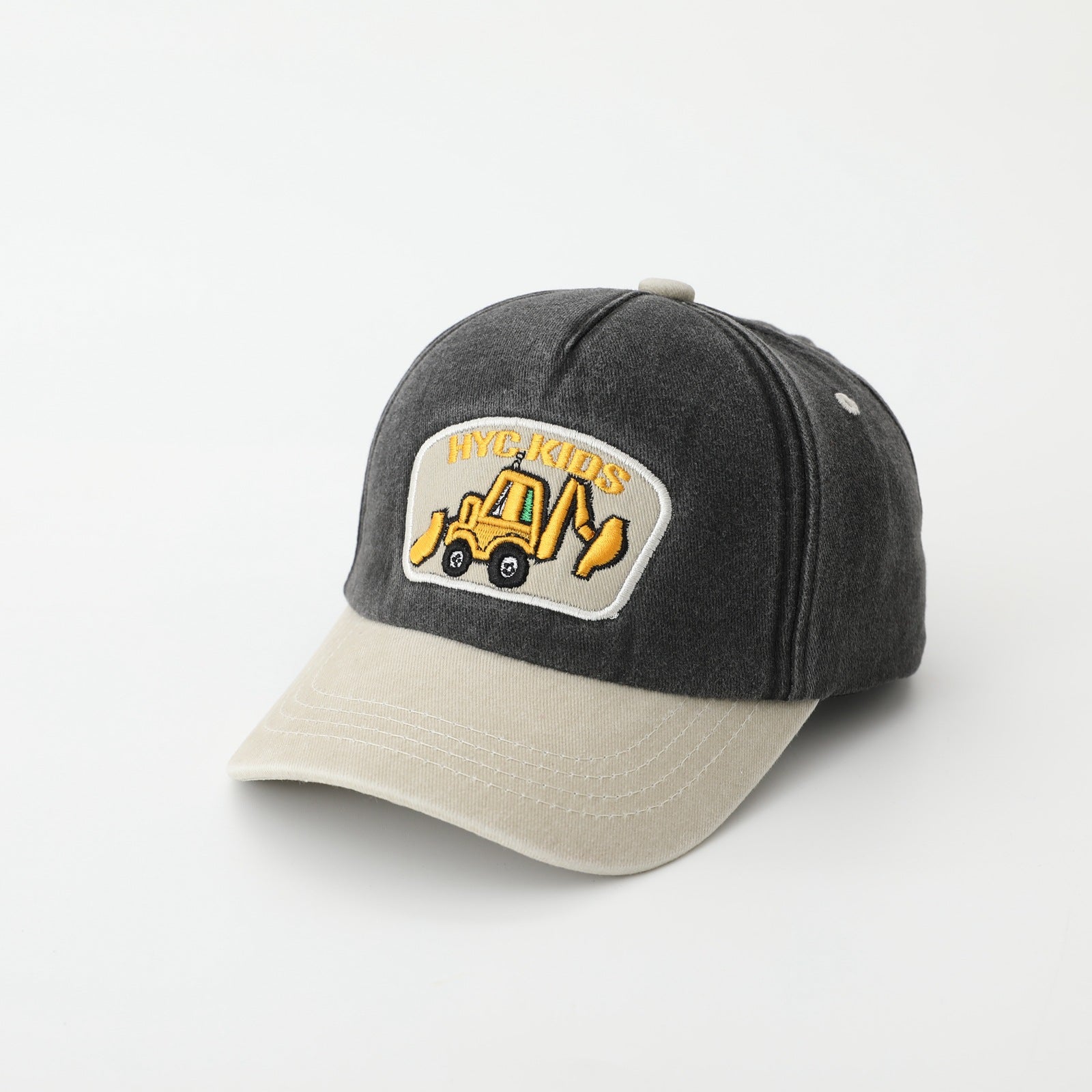 Cartoon Excavator Washed Baseball Cap