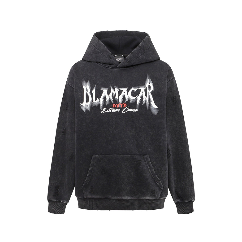 American Retro Heavy Washed Hoodie Design Sense Printed Hoodie