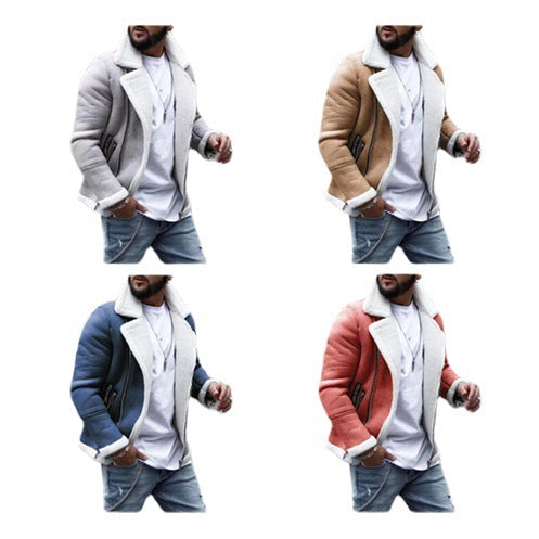 Lamb Wool Lapel winter Warm Jacket men