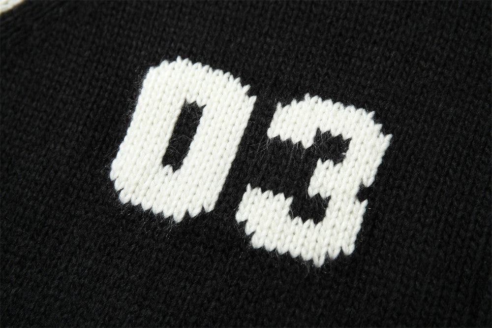 Contrast Color Round Neck Long Sleeve Sweater