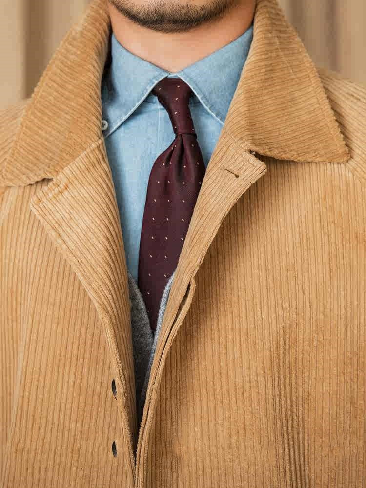 Autumn Corduroy Long-cut Coat Casual Loose Raglan Sleeve Retro