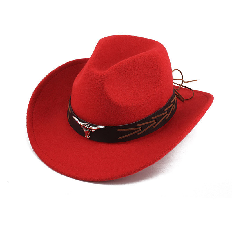 European And American Style Woolen Cowboy Hat Men's Lady Couple Ethnic Style Curling