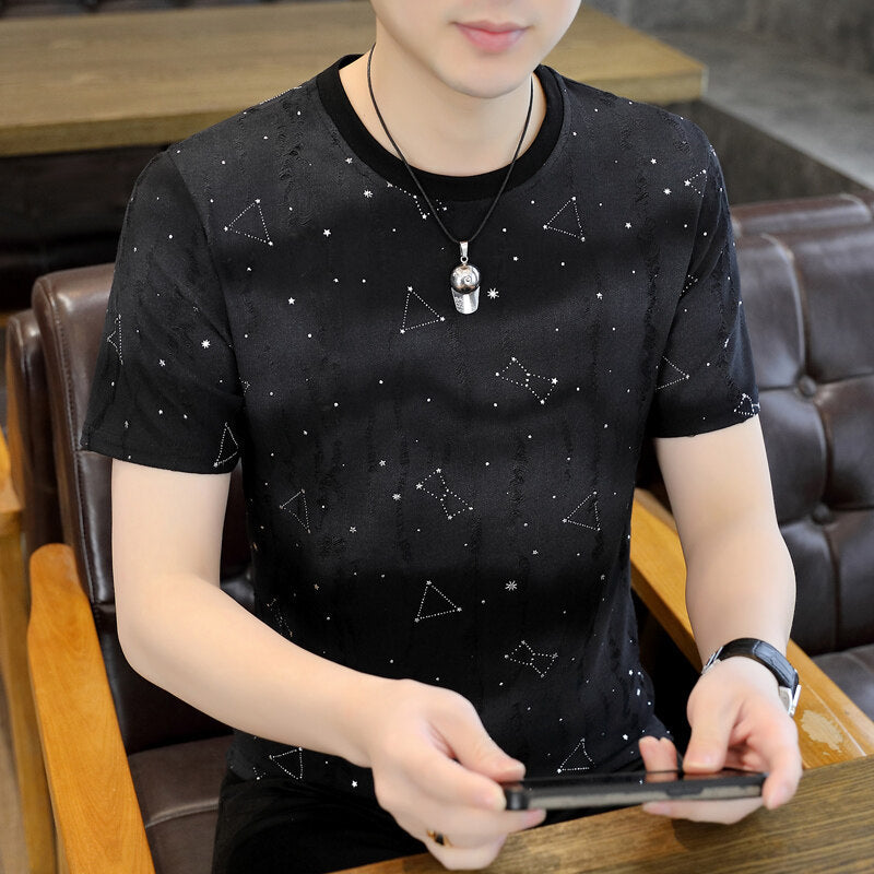 Ice Silk Short Sleeve T-shirt Casual Round Neck Top