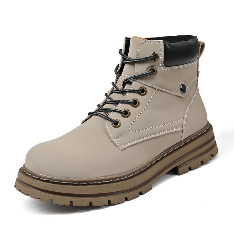 Men's Simple Casual Plus Size Leather Martin Boots