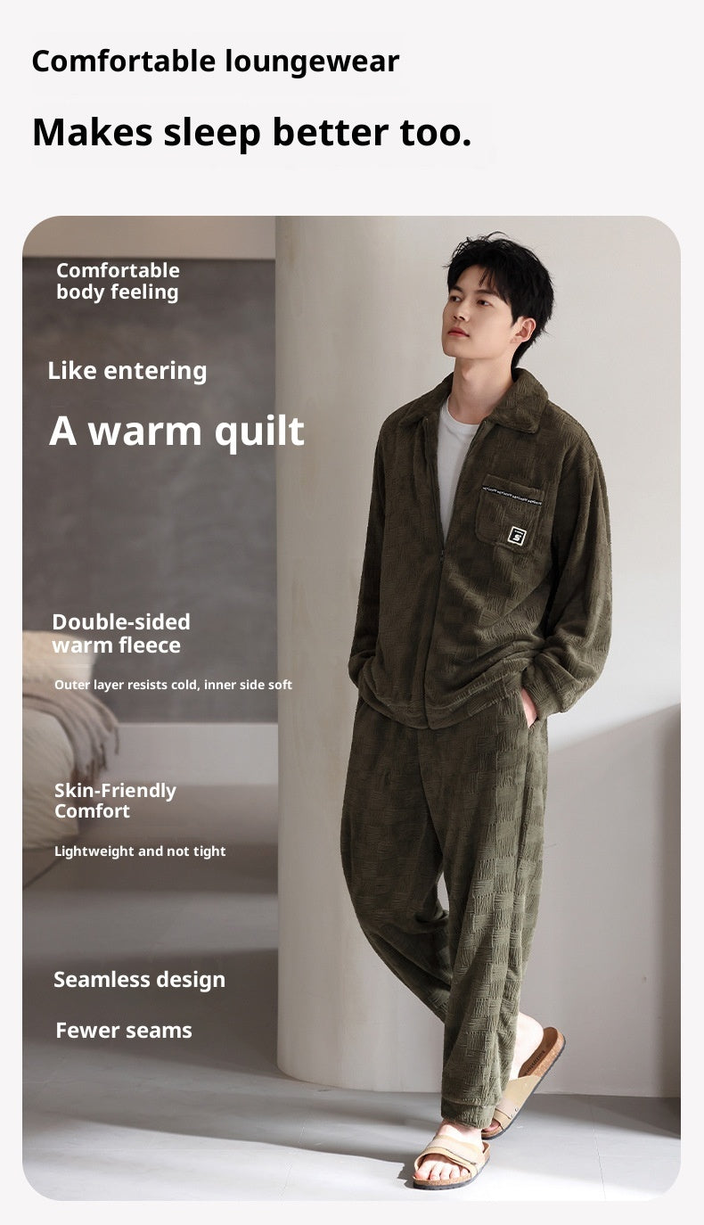 Men's Coral Velvet Pajamas Suit