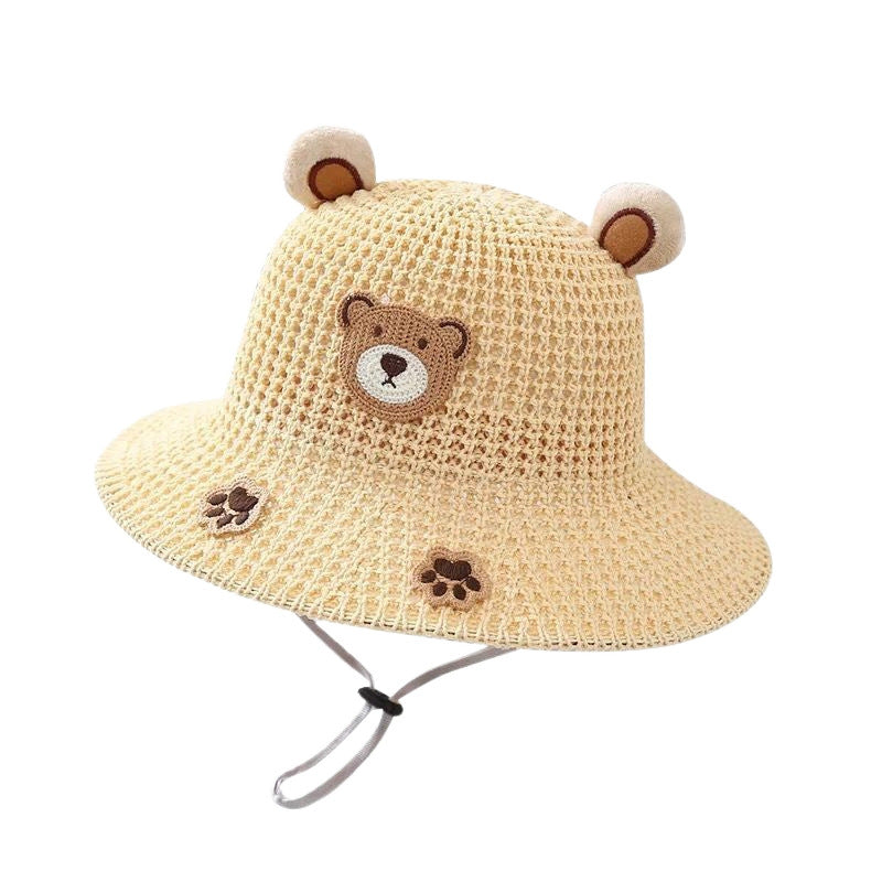 Bear Sun-proof Straw Hat Baby Travel Breathable Sun Hat