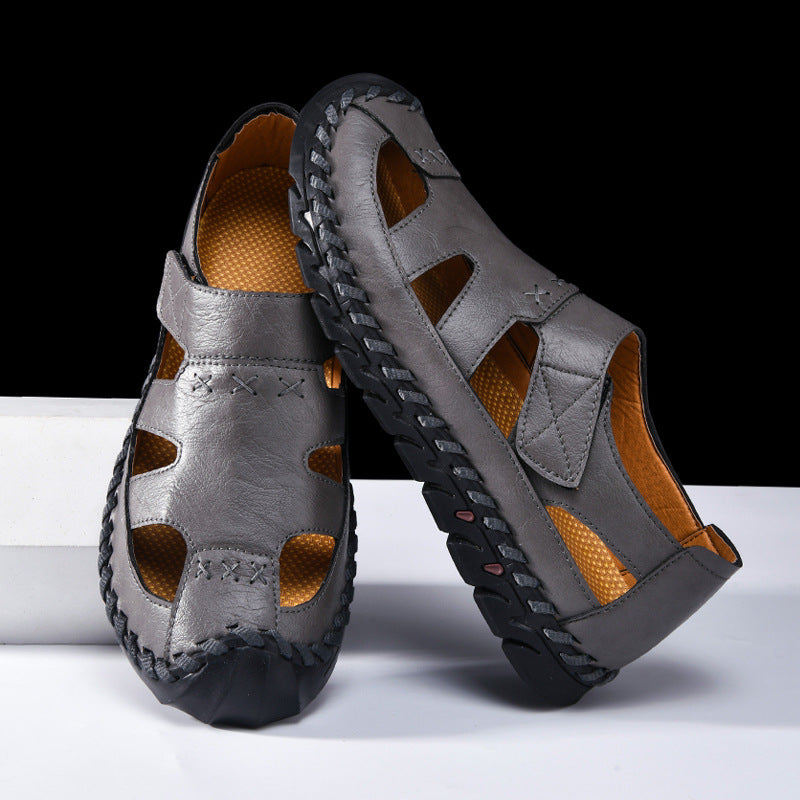 Men's Casual Hand-stitched Velcro Sandals