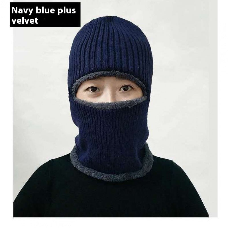 Hat Men's Winter One-piece Knitted Hat Pullover Mask Integrated