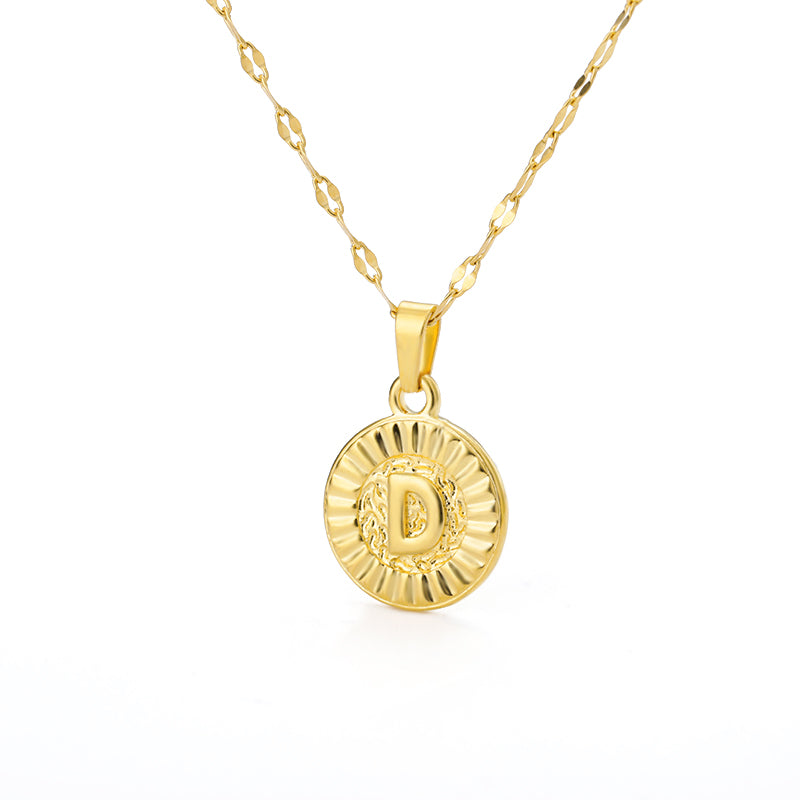 English Alphabet Disc Necklace Men and women