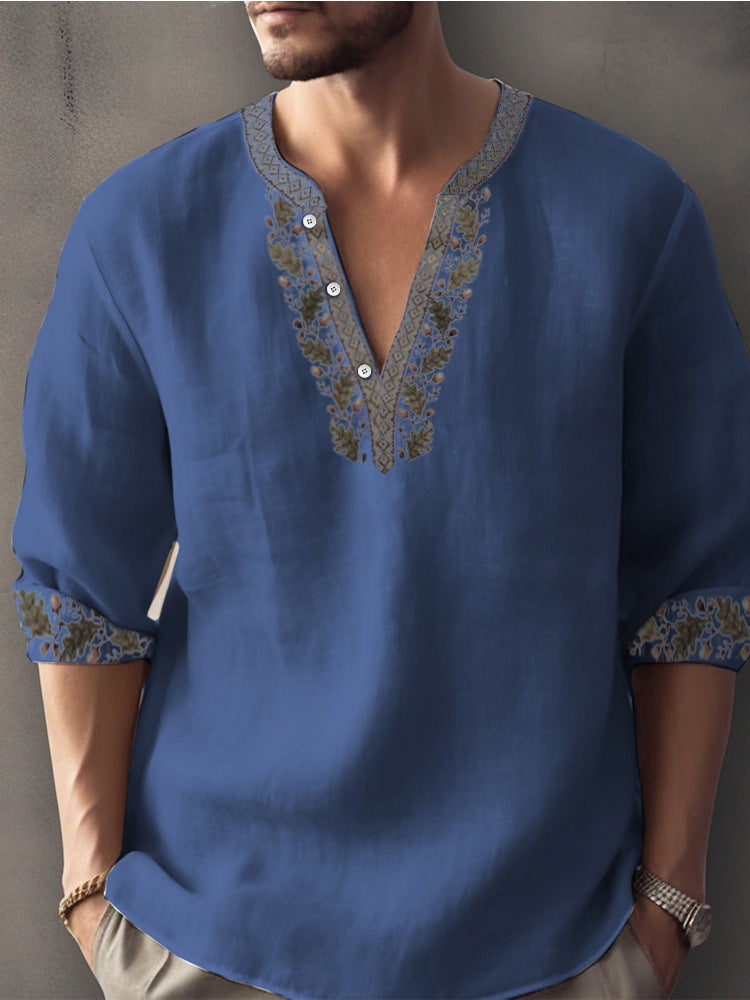 3D Digital Printing Bamboo Linen Long Sleeve European And American