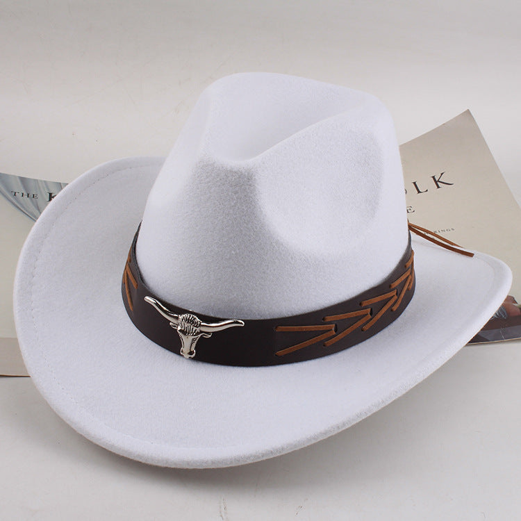 European And American Style Woolen Cowboy Hat Men's Lady Couple Ethnic Style Curling