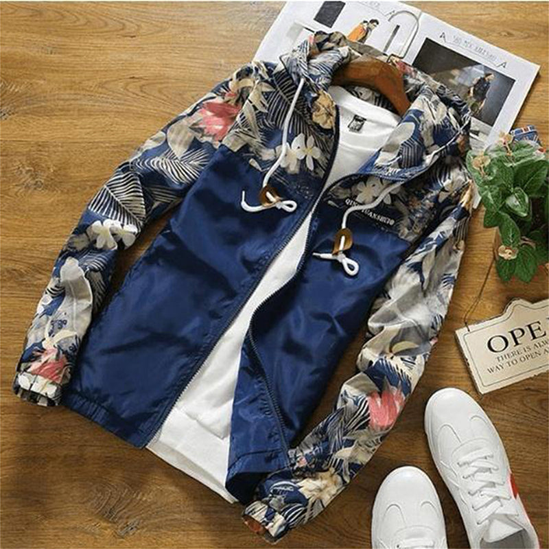 Floral Jacket Men Slim Fit Flowers Pilot Jacket