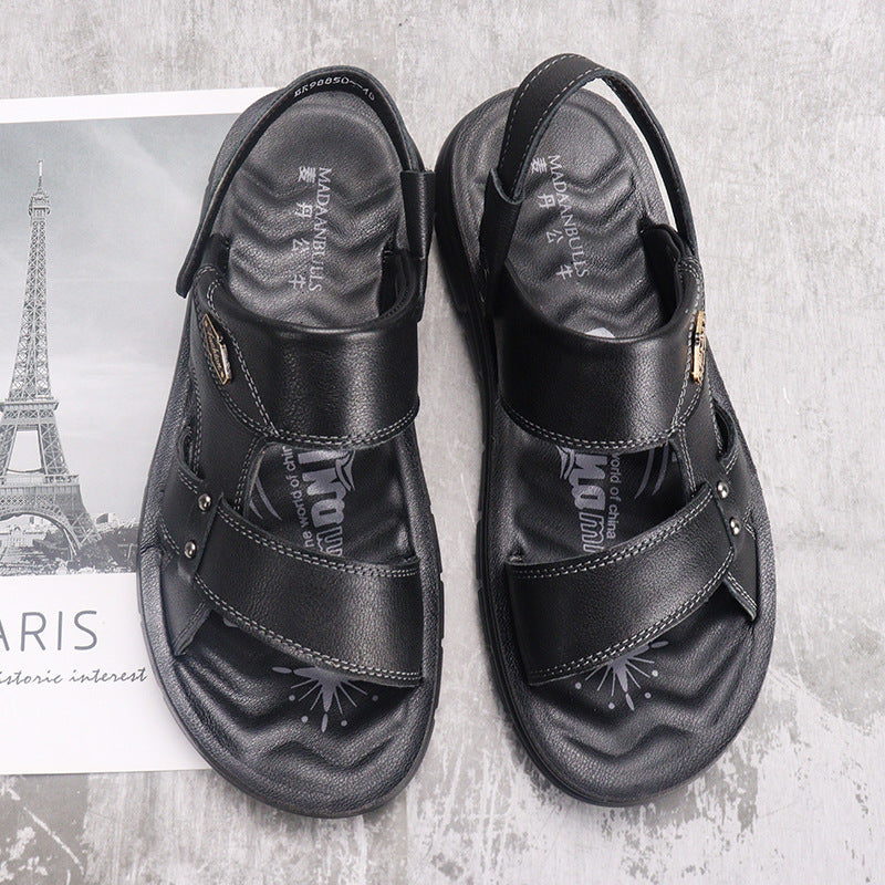 First Layer Cowhide Men's Beach Shoes Summer New Style