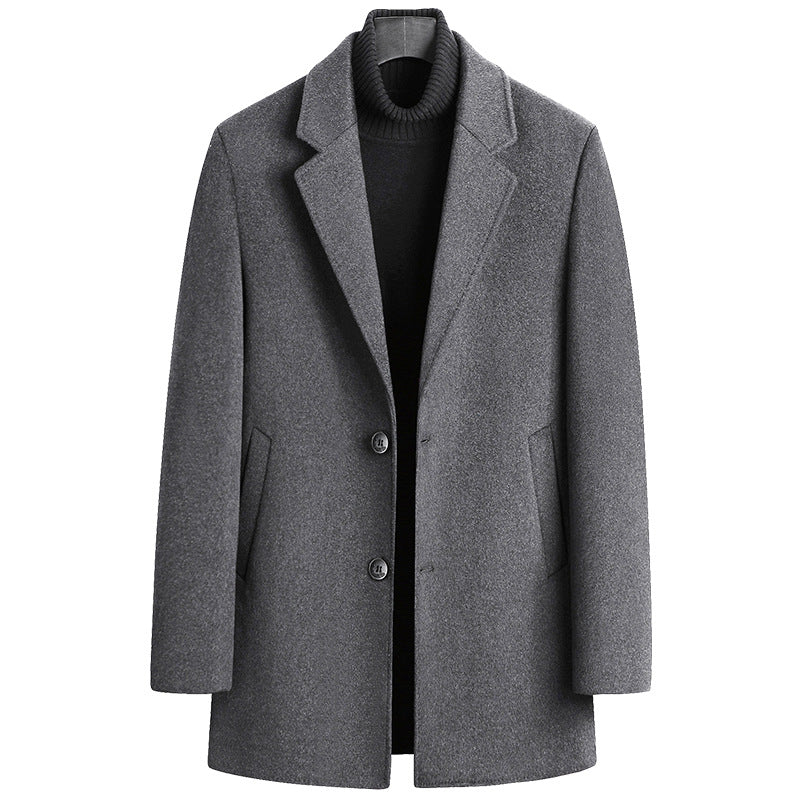 Single-breasted Woolen Coat Men's Clothing