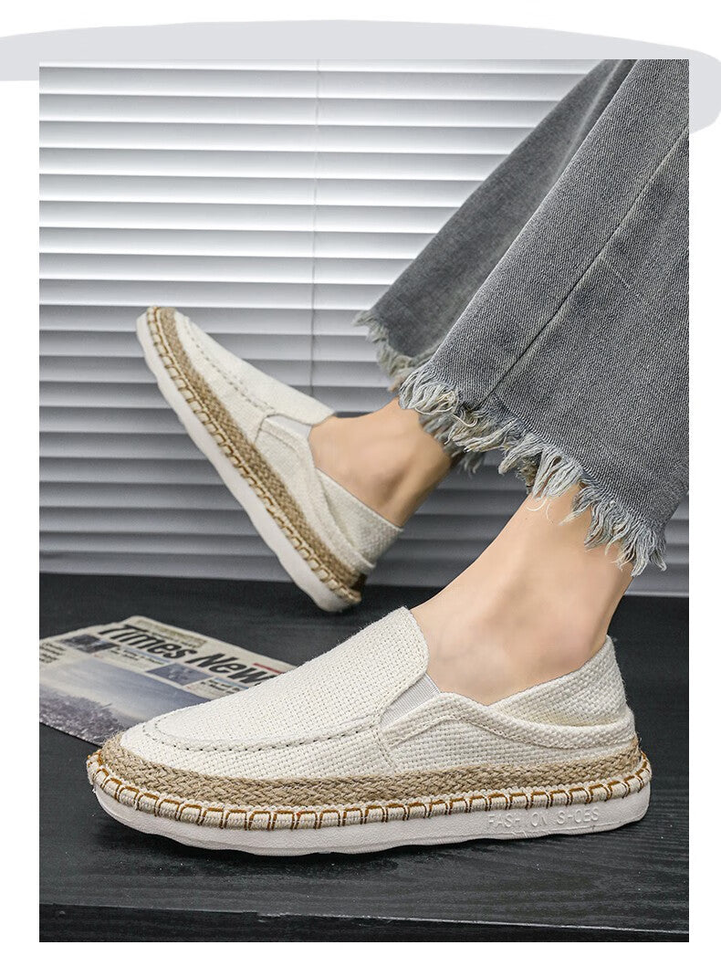Straw Fisherman Breathable Men's Lazy Trendy Slip-on Casual Shoes