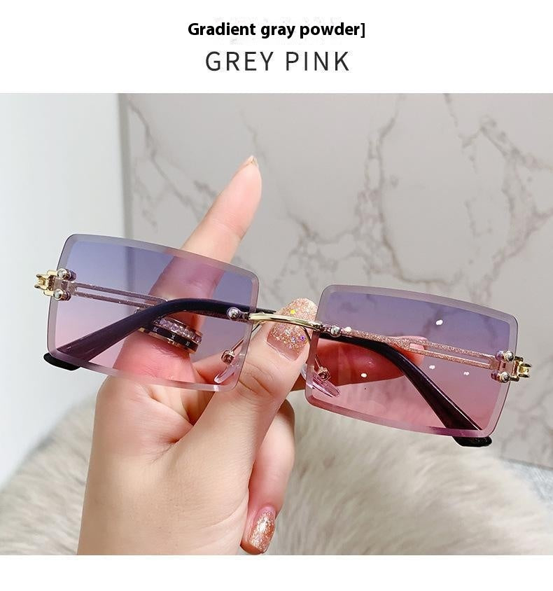 Frameless Trimming Sunglasses Fashion Ocean Lens