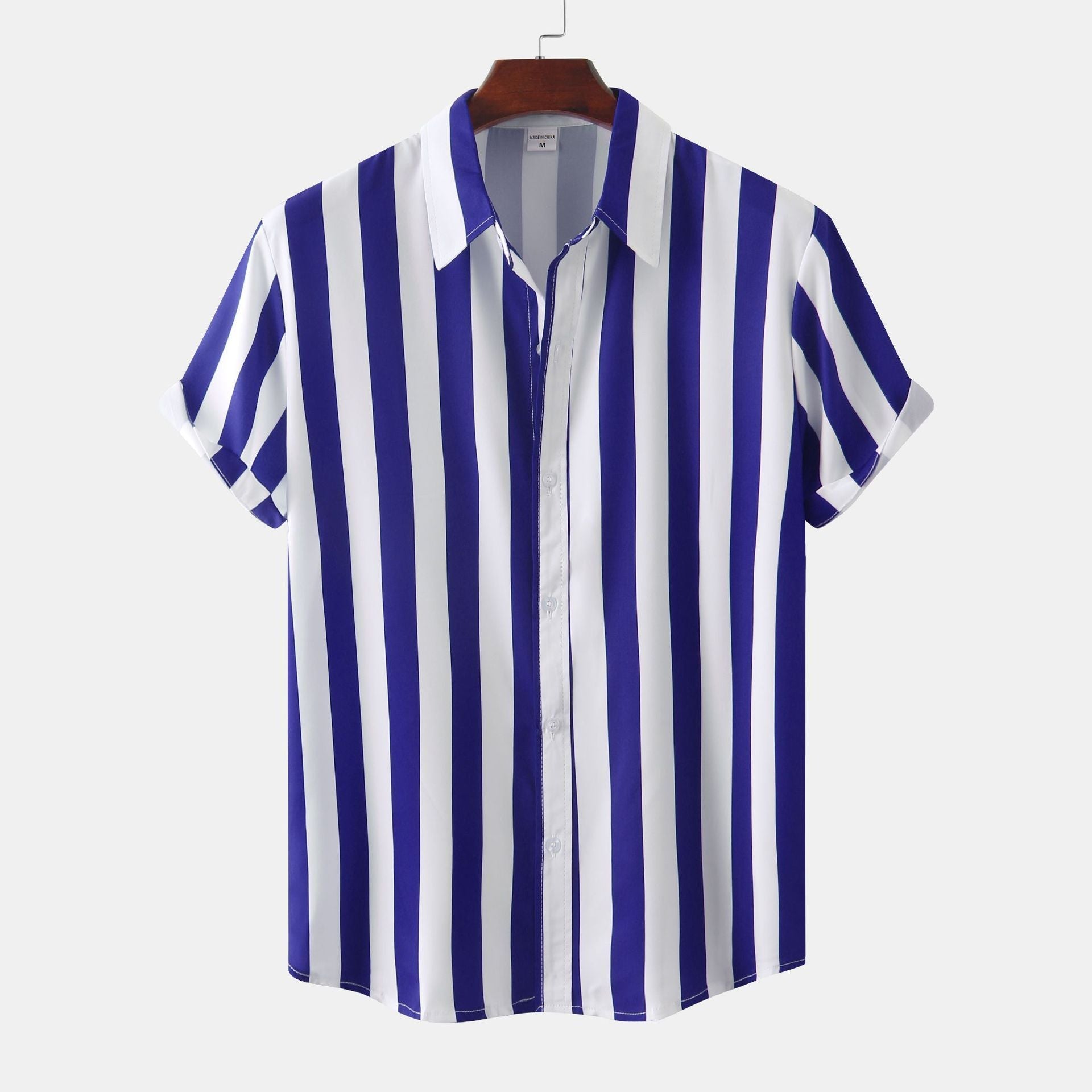 Men's striped Short Sleeve Loose Shirt