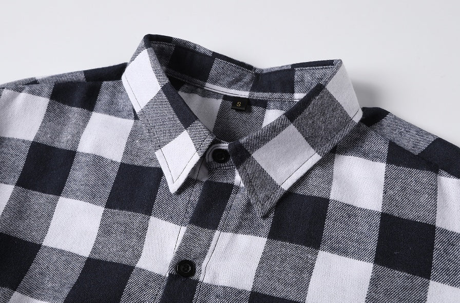 Teenage Men's Checked Long-sleeved Casual Shirt