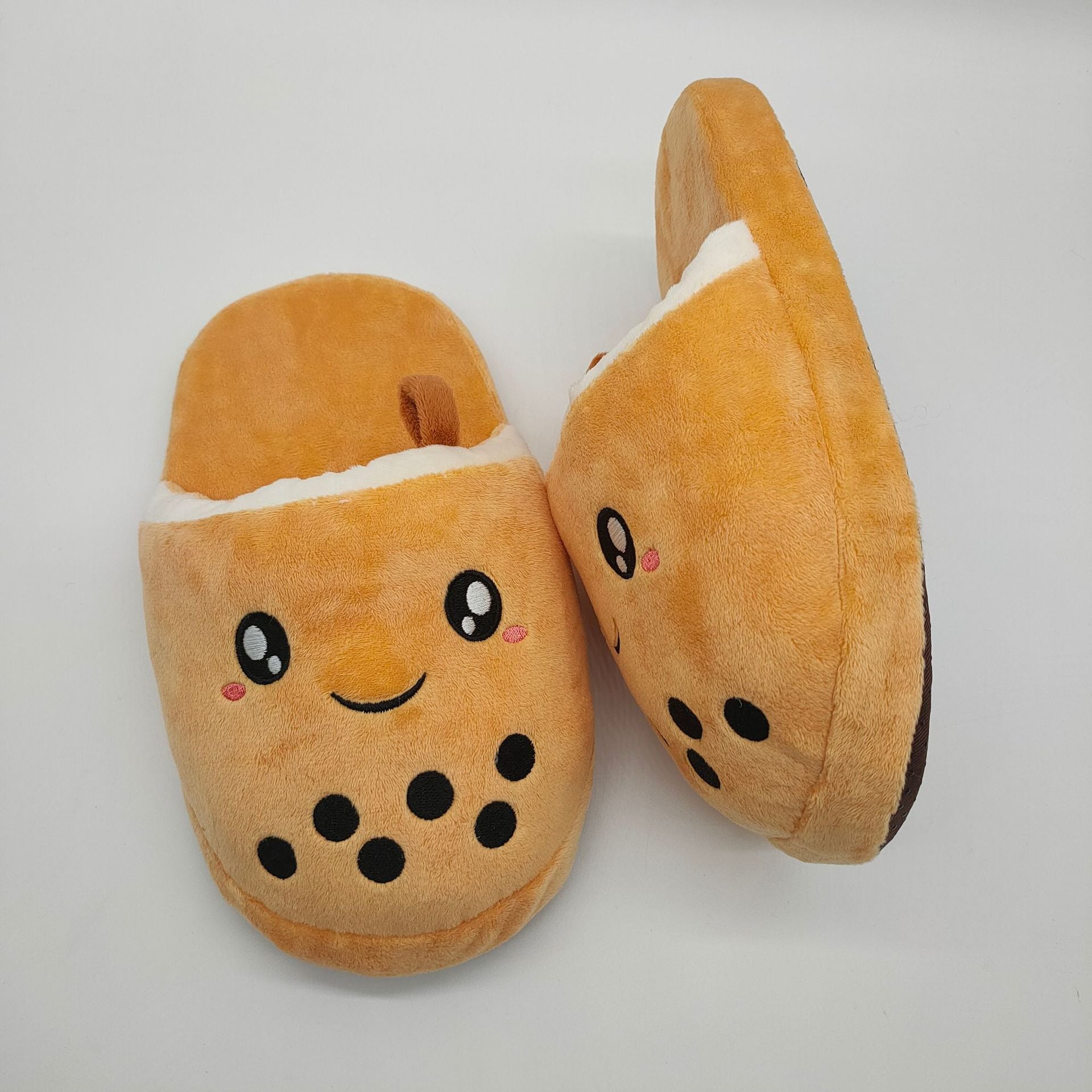 Simulation Milk Tea Plush Slippers Cute And Funny Pearl