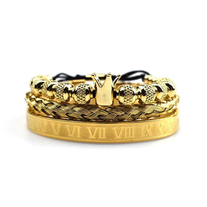 Luxury Roman Royal Crown Charm Bracelet Men