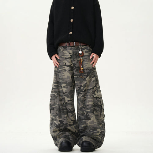 American Fashion Brand Camouflaged Male Loose Casual Retro Machete Jeans